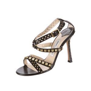 Jimmy Choo Black and Gold Studded Sandals